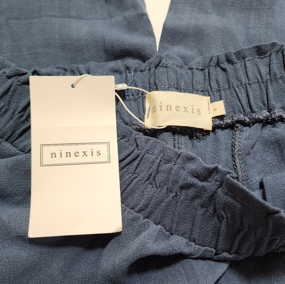 Ninexis blue wide leg pull on linen palazzo pants Women's size medium NWT - Picture 7 of 11
